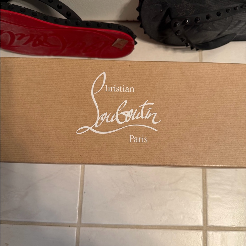 Christian Louboutin Black Studded Flip Flops - Picture 4 of 5